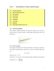 Thermal Behavior of Matter and Heat Engines - Department of ...