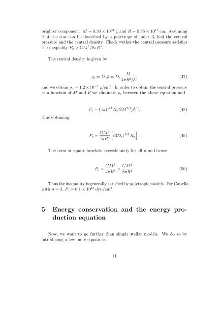 Chapter 2 Stellar Structure Equations 1 Mass conservation equation