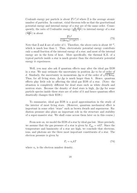 Chapter 2 Stellar Structure Equations 1 Mass conservation equation