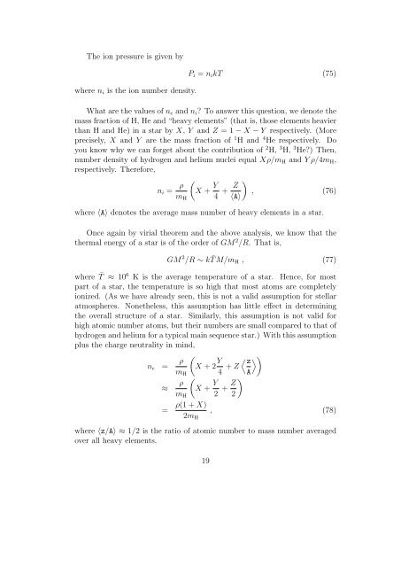 Chapter 2 Stellar Structure Equations 1 Mass conservation equation