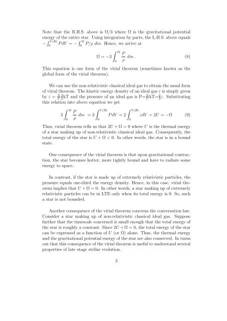 Chapter 2 Stellar Structure Equations 1 Mass conservation equation