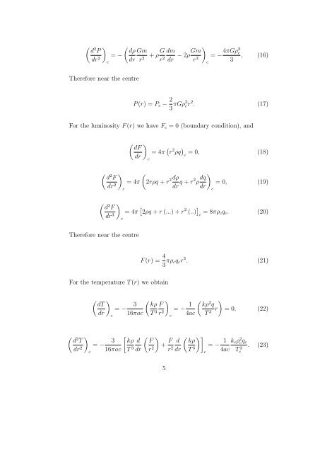 Chapter 2 Stellar Structure Equations 1 Mass conservation equation