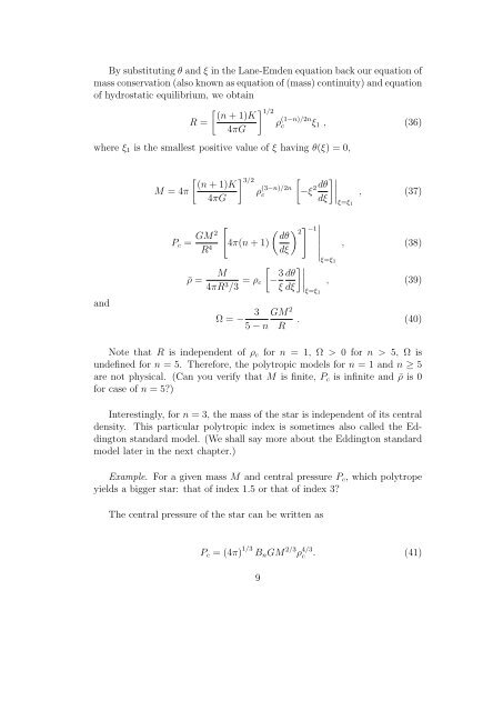 Chapter 2 Stellar Structure Equations 1 Mass conservation equation