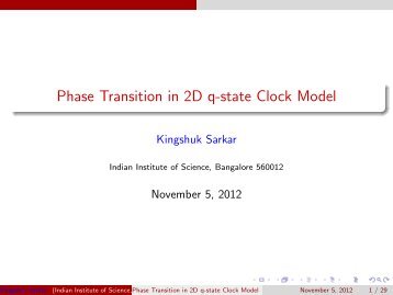 Phase Transition in 2D q-state Clock Model - Physics