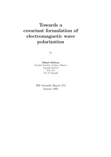 Towards a covariant formulation of electromagnetic wave polarization