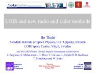 LOIS and new radio and radar methods - Swedish Institute of Space ...