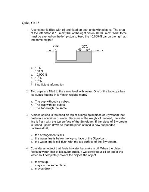 Quiz , Ch 15