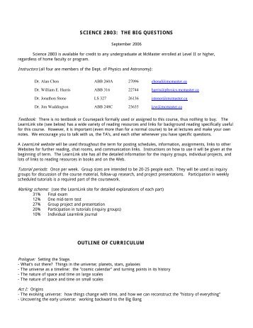 science 2b03: the big questions outline of curriculum - Physics ...