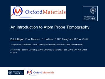 An Introduction to Atom Probe Tomography - Department of Physics