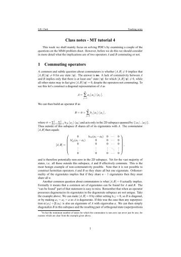 Class notes - MT tutorial 4 1 Commuting operators â â