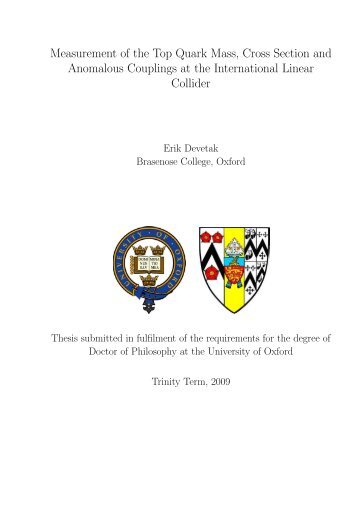 Measurement of the Top Quark Mass, Cross Section and Anomalous ...