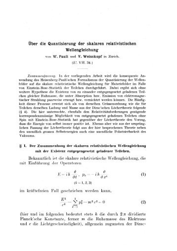 Über die Quantisierung der skalaren relativistischen Wellengleichung