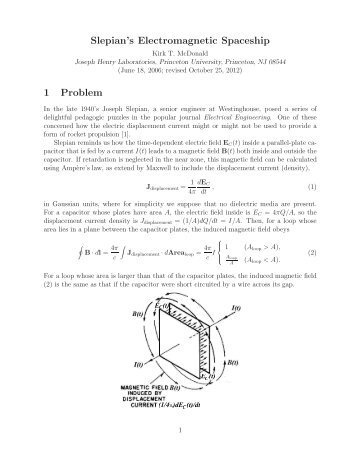 Slepian's Electromagnetic Spaceship 1 Problem - Princeton University