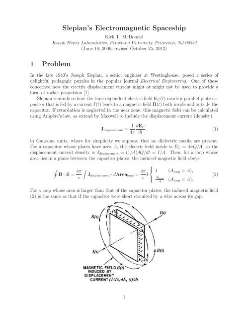 Slepian's Electromagnetic Spaceship 1 Problem - Princeton University