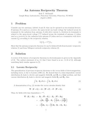 An Antenna Reciprocity Theorem - Princeton University