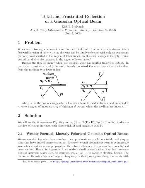 Total and Frustrated Reflection of a Gaussian Optical Beam 1 ...