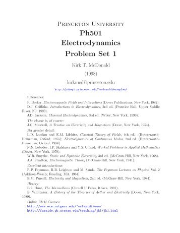Ph501 Electrodynamics Problem Set 1 - Princeton University