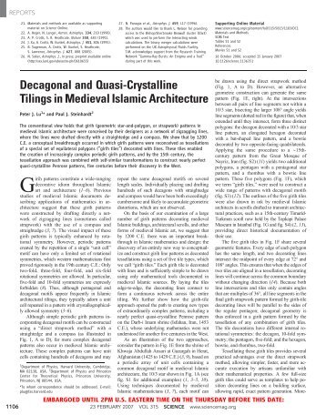 Decagonal and Quasi-Crystalline Tilings in Medieval Islamic ...