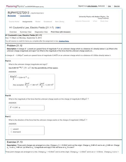 pearson mastering physics homework answers