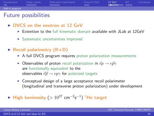 DVCS at 6/12 GeV, and ideas for the EIC