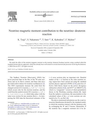 Neutrino magnetic moment contribution to the neutrinoâdeuteron ...