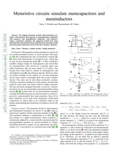 Memristive circuits simulate memcapacitors and meminductors - arXiv