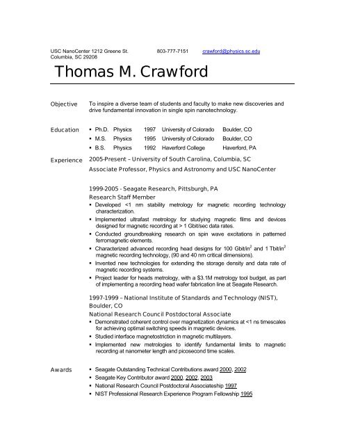 Thomas M. Crawford - USC Department of Physics & Astronomy ...