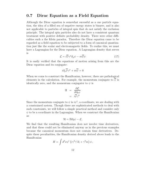 0.1 Klein-Gordon Equation 0.2 Dirac Equation