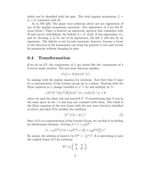 0.1 Klein-Gordon Equation 0.2 Dirac Equation
