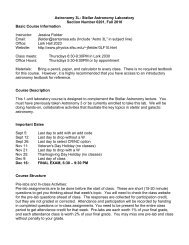 Astronomy 3L: Stellar Astronomy Laboratory Section Number 0201 ...