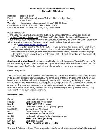 Astronomy 115-01: Introduction to Astronomy Spring 2013 Syllabus ...