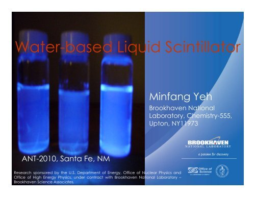 Water-based Liquid Scintillator - Department of Physics