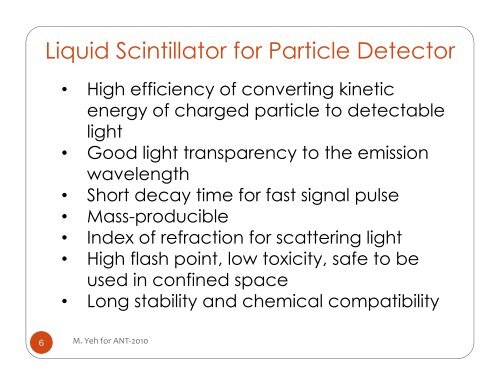 Water-based Liquid Scintillator - Department of Physics