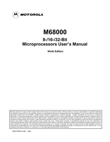 M68000 Microprocessor User's Manual