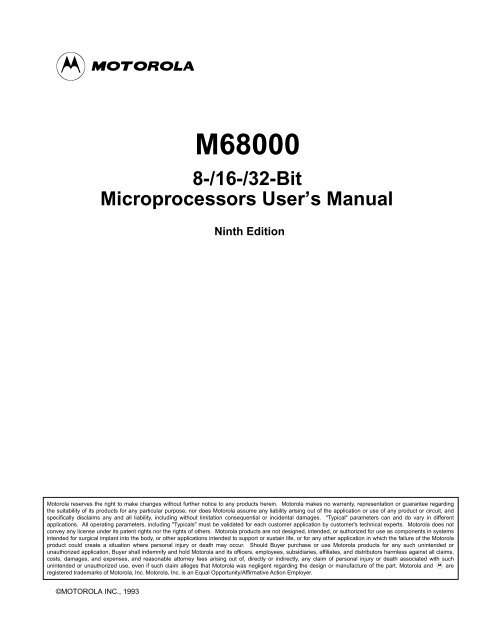 M68000 Microprocessor User's Manual