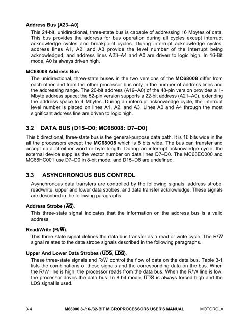 M68000 Microprocessor User's Manual