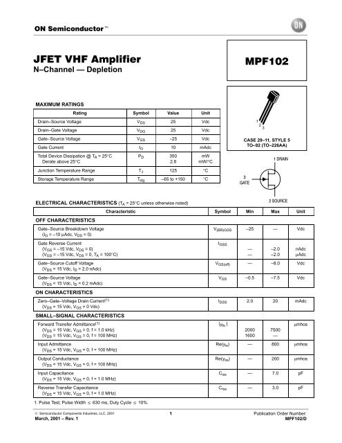 JFET VHF Amplifier MPF102