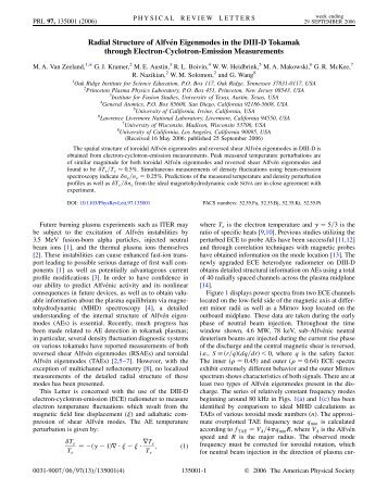 Phys. Rev. Lett. 97, 135001 (2006): Radial Structure of AlfvÃ©n ...