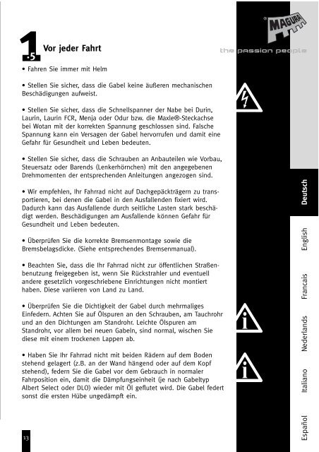 und Montageanleitung - Gabeln Wotan, Odur, Menja, Laurin