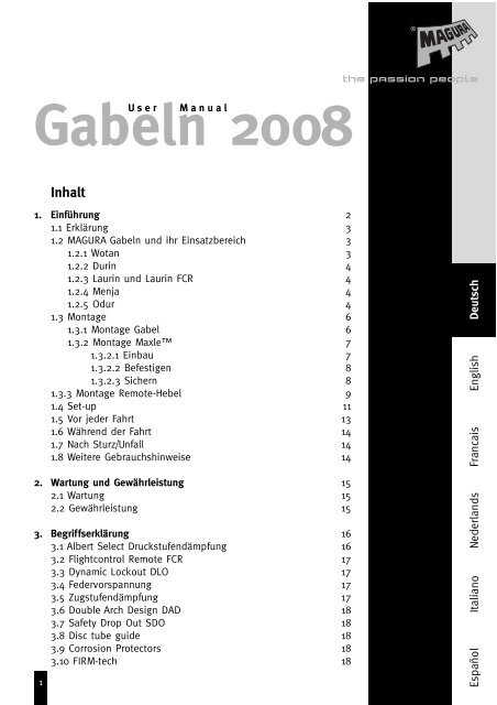 und Montageanleitung - Gabeln Wotan, Odur, Menja, Laurin