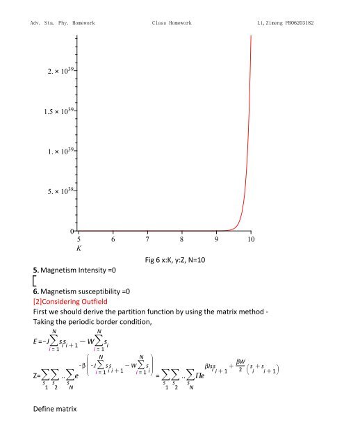 Topics in Statistic Mechanics