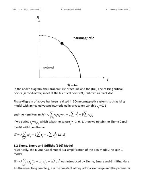 Topics in Statistic Mechanics