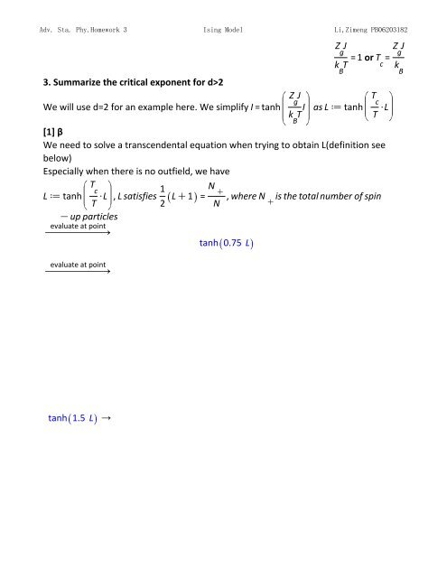 Topics in Statistic Mechanics