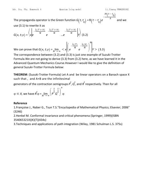 Topics in Statistic Mechanics