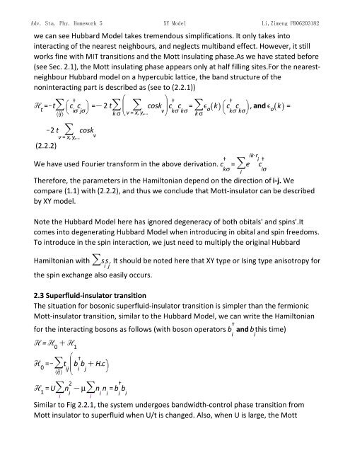 Topics in Statistic Mechanics