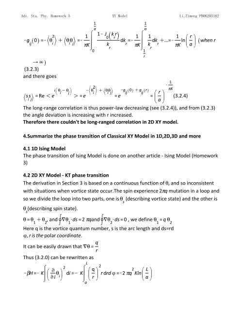 Topics in Statistic Mechanics