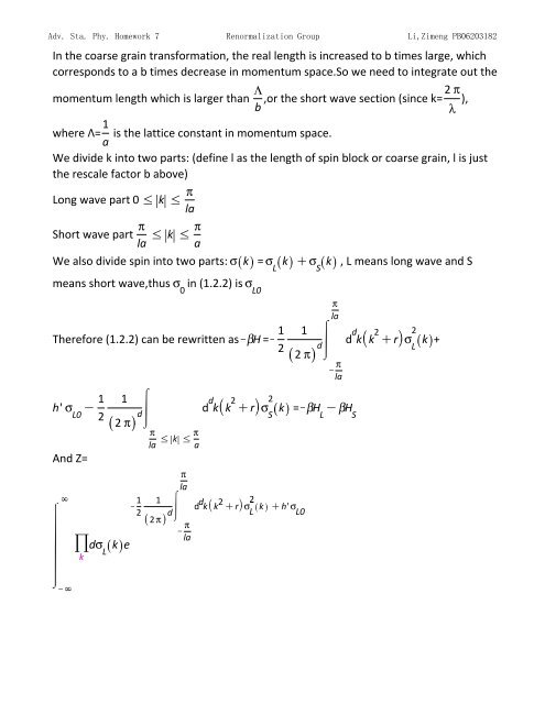 Topics in Statistic Mechanics