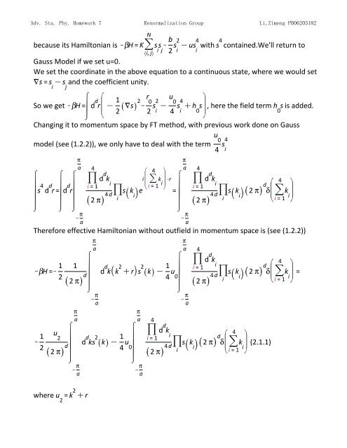 Topics in Statistic Mechanics