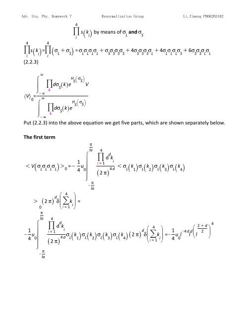 Topics in Statistic Mechanics