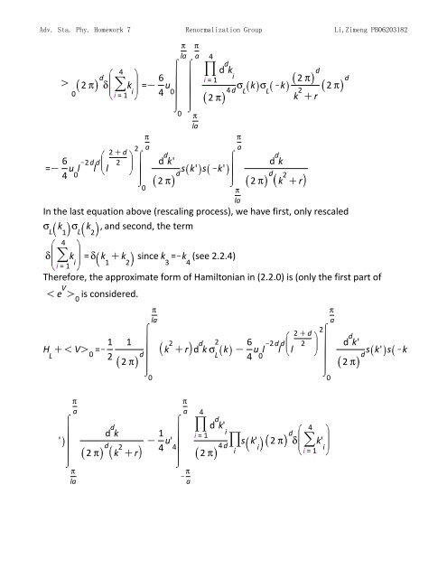 Topics in Statistic Mechanics